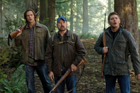 Jim Beaver as Bobby Singer with Jared Padalecki and Jensen Ackles in Supernatural